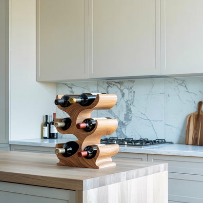 Farmhouse Wine Rack For Kitchen Storage Organization