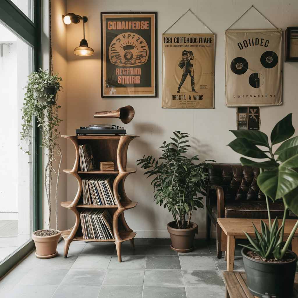 Farmhouse Style Record Stand For Entryway Design