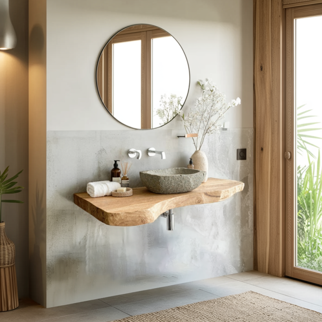 Rustic Live Edge Vanity For Modern Bathroom Designs