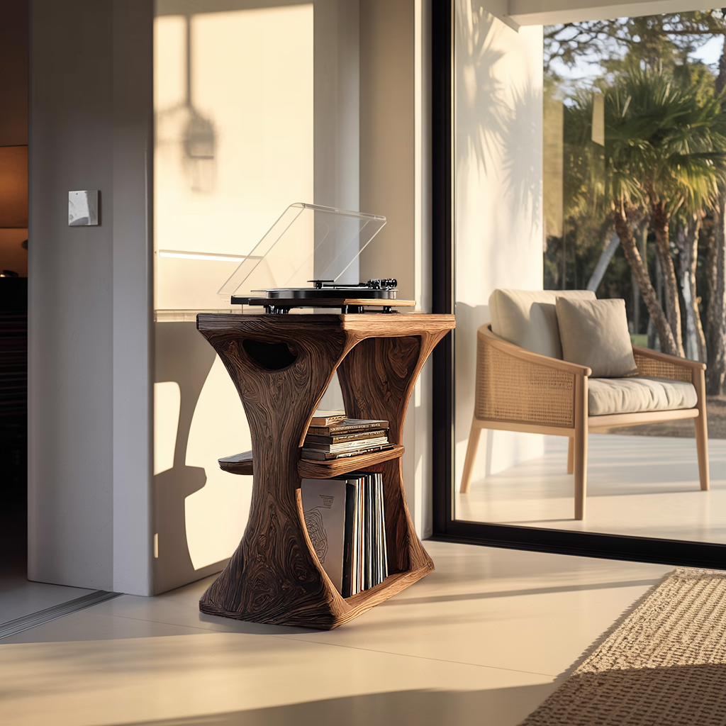 Mid Century Wood Vinyl Cabinet For Livingroom Decor