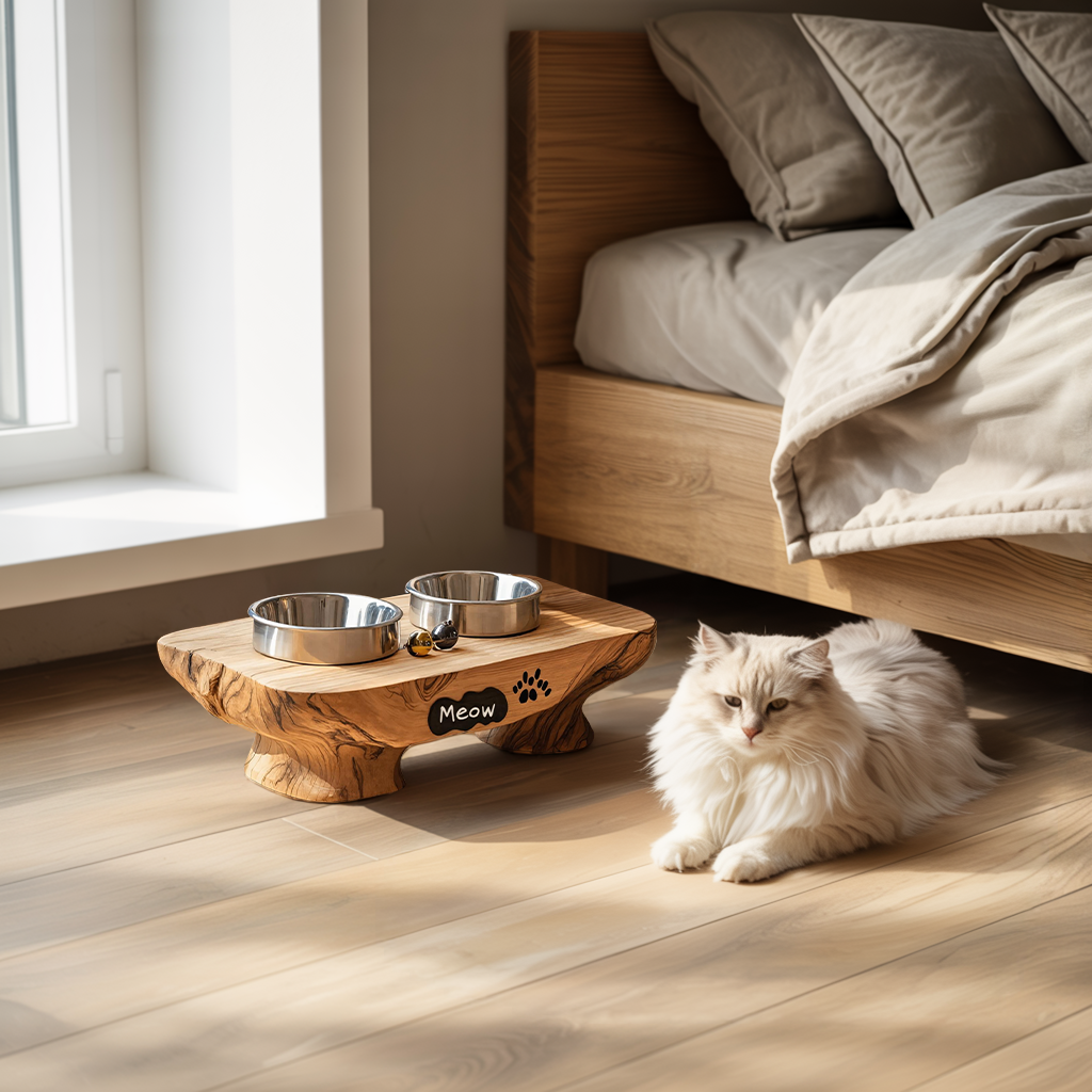 Rustic Dog Bowl Stand For Feeding In Kitchen Area