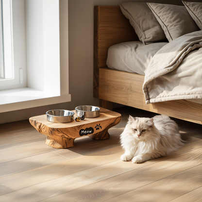 Rustic Dog Bowl Stand For Feeding In Kitchen Area