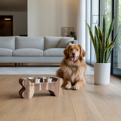 Farmhouse Wooden Dog Feeder For Food And Water