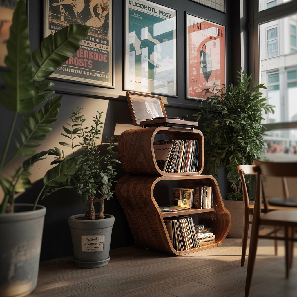 Mid Century Vinyl Record Console For Livingroom Style