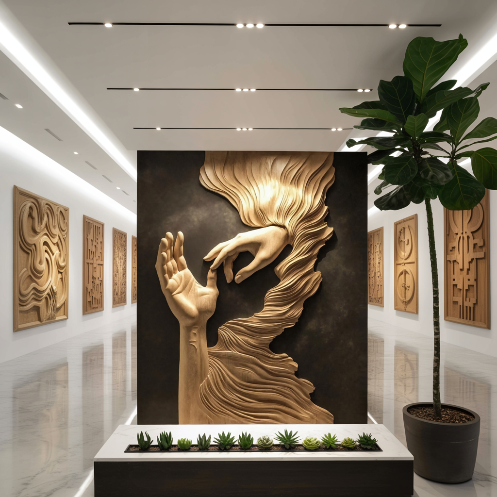 Mid Century Wood Wall Sculpture For Bedroom Accent Wall