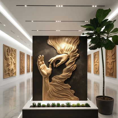 Mid Century Wood Wall Sculpture For Bedroom Accent Wall