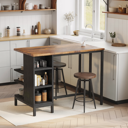 Industrial Kitchen Bar Table With Metal Legs For Apartment Dining