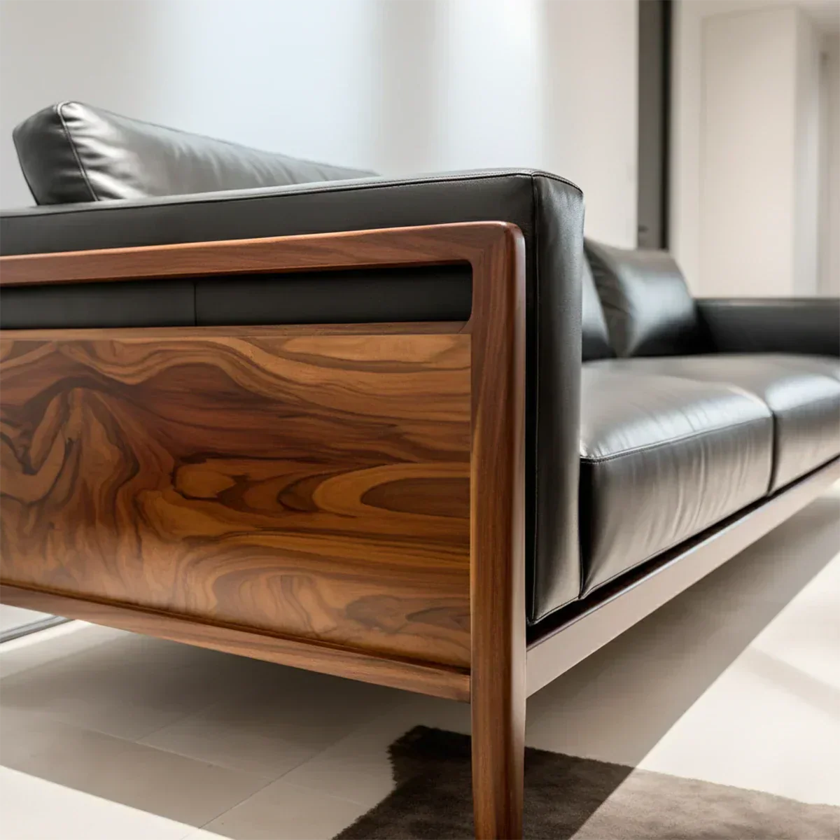 Premium Leather Sofa – Modern Minimalist Design - Rustirawood