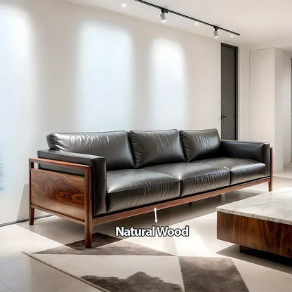 Premium Leather Sofa – Modern Minimalist Design - Rustirawood