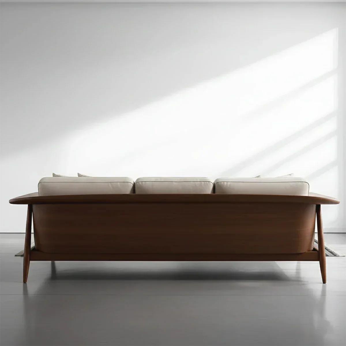 Premium Leather Solid Wood Sofa – Modern Minimalist Design - Rustirawood