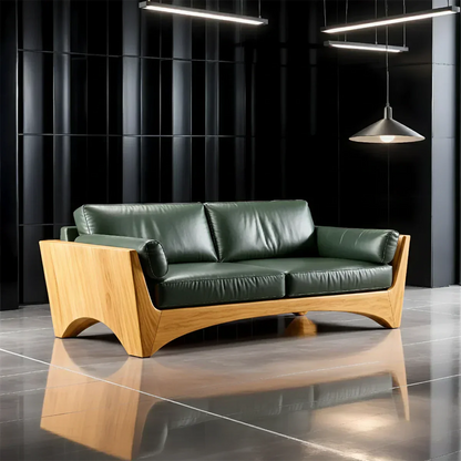 Premium Leather Solid Wood Sofa – Modern Rustic Minimalist - Rustirawood