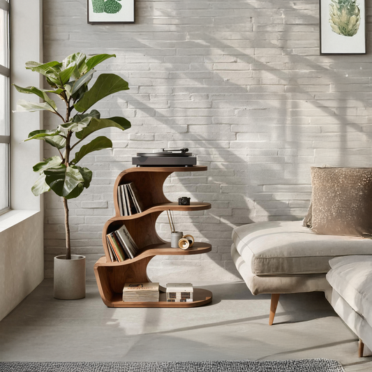 Farmhouse Wooden Record Player Cabinet For Entryway