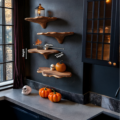 Modern Live Edge Mushroom Shelf For Halloween Entryway Design