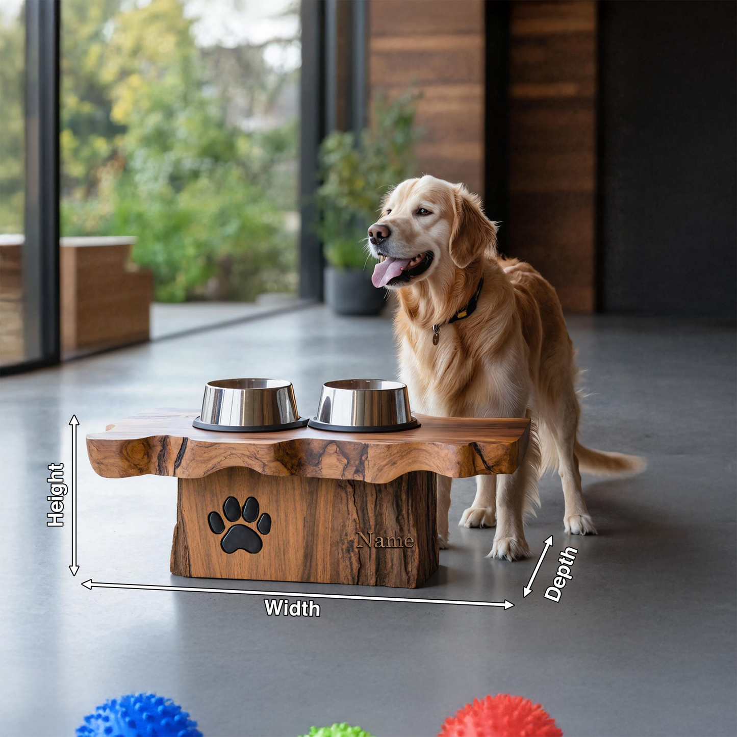 Rustic Wooden Dog Bowl Station For Modern Homes