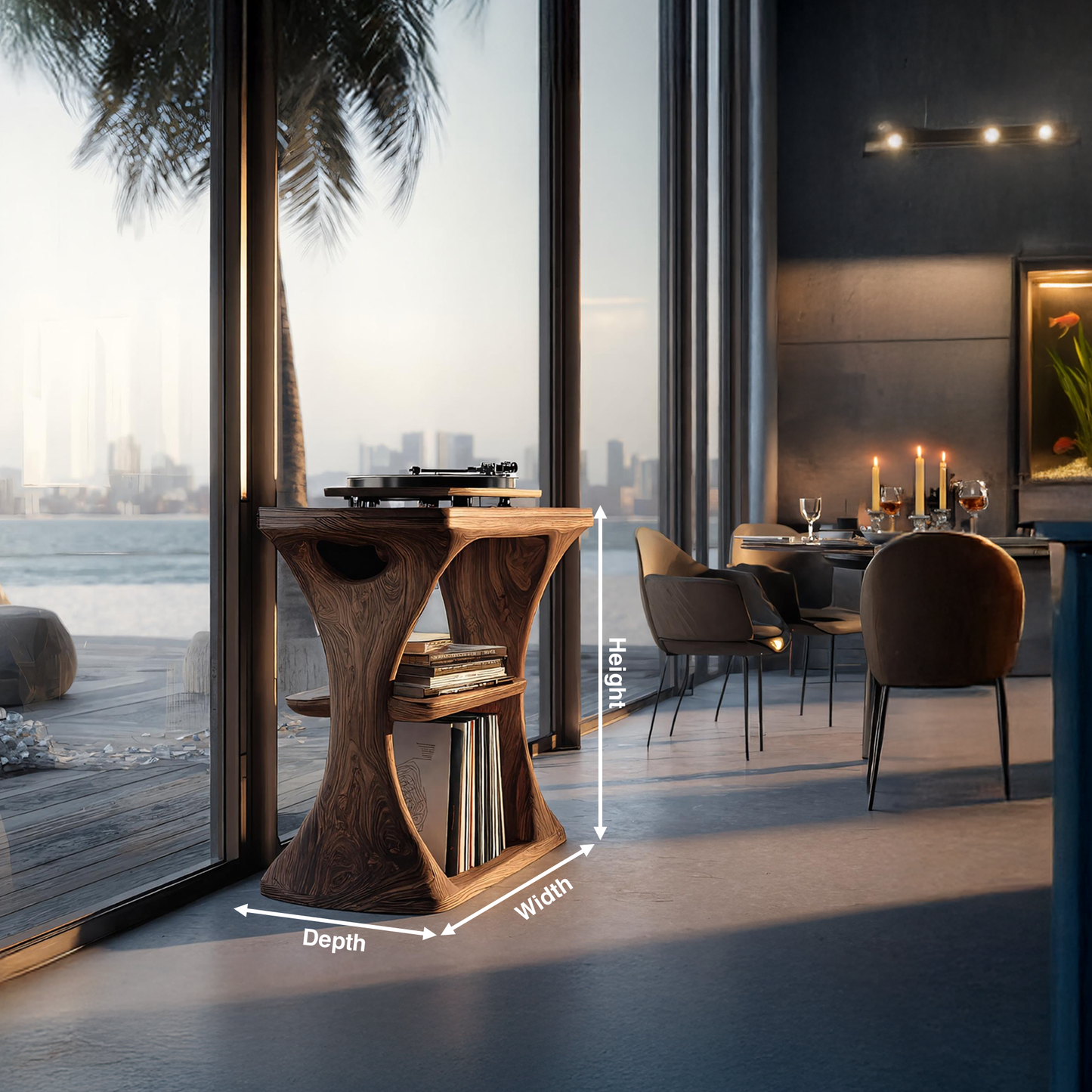 Mid Century Wood Vinyl Cabinet For Livingroom Decor