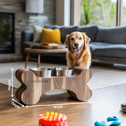 Farmhouse Wooden Dog Feeder For Food And Water