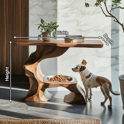 Farmhouse Style Wooden Dog Bowl For Pet Feeding