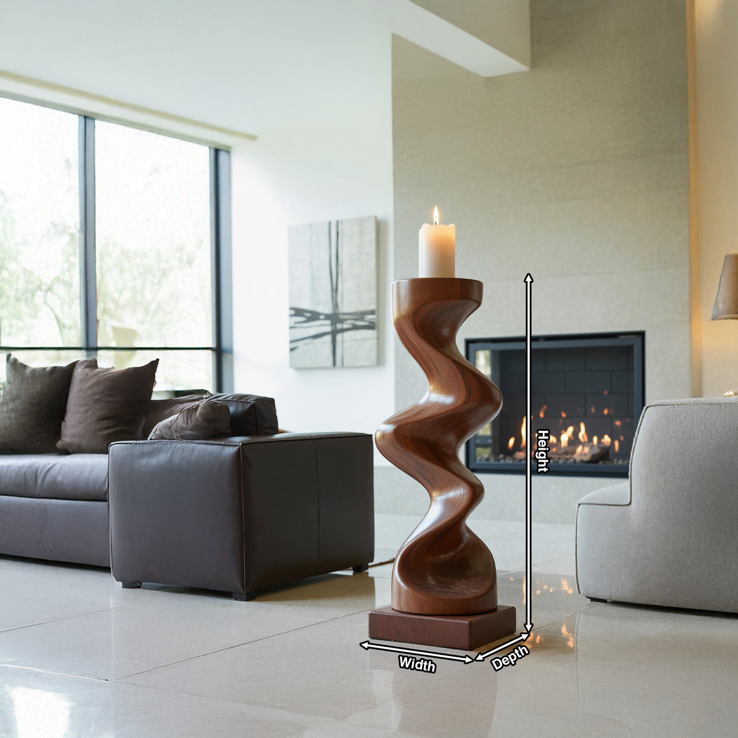 Rustic Solid Wood Abstract Sculpture For Patio Design