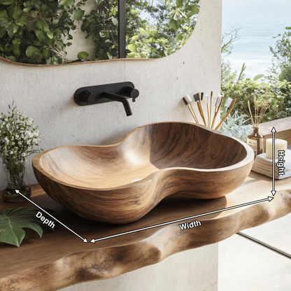 Rustic Wooden Vessel Sink For Eco Friendly Bathroom Look