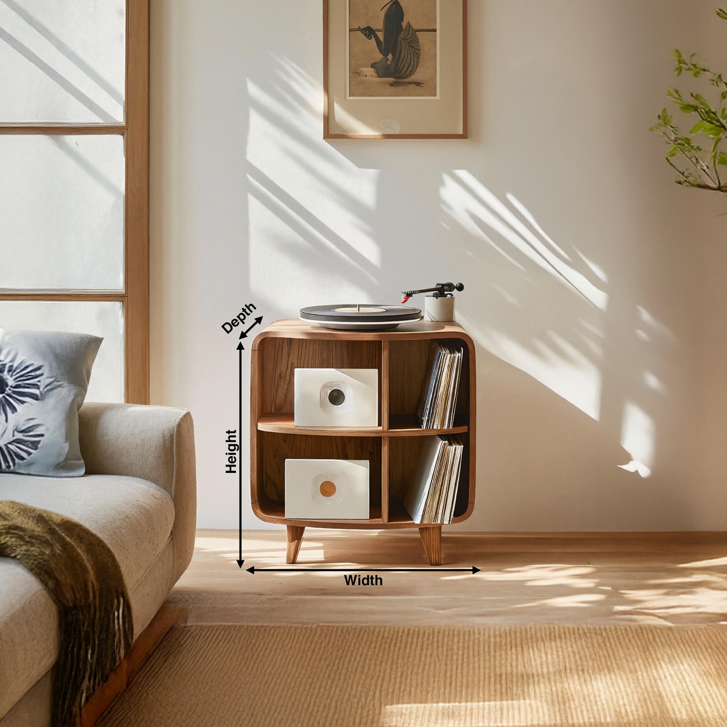 Mid Century Record Stand With Storage For Livingroom