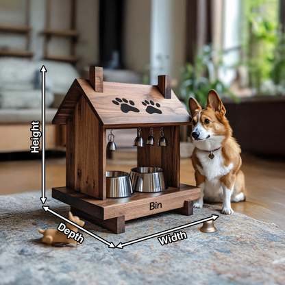 Farmhouse Style Dog Food Bowl Stand For Kitchen