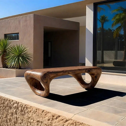 Sculpted Loop Bench in Natural Solid Wood - Rustirawood