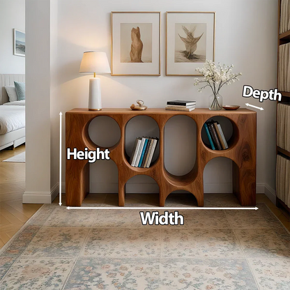 Sculpted Solid Wood Console – Arched Circle Edition - Rustirawood