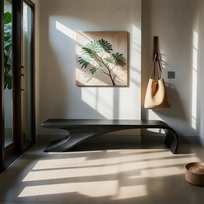 Sculptural Natural Solid Wood Entryway Bench - Rustirawood