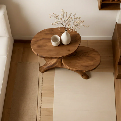 Solid Wood Accent Table – Modern Sculptural Branchform Duo Design - Rustirawood
