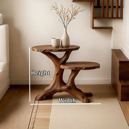 Solid Wood Accent Table – Modern Sculptural Branchform Duo Design - Rustirawood