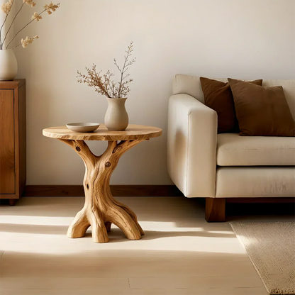 Solid Wood Accent Table – Modern Sculptural Rootform Design - Rustirawood