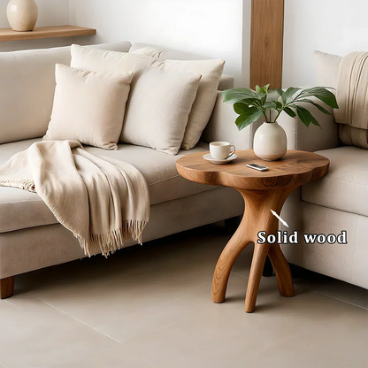 Solid Wood Accent Table – Modern Sculptural Tri-Branch Design - Rustirawood