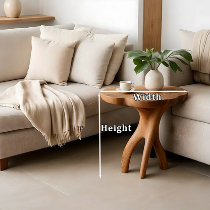 Solid Wood Accent Table – Modern Sculptural Tri-Branch Design - Rustirawood