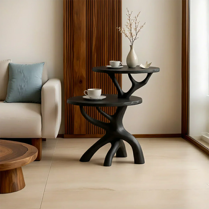 Solid Wood Accent Table Set – Modern Sculptural Branchform Design - Rustirawood