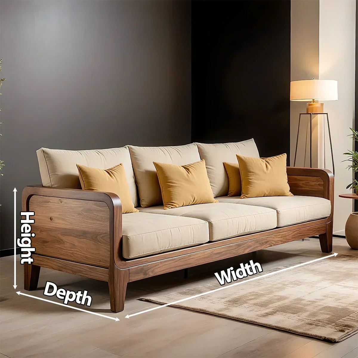 Solid Wood Cotton Fabric Sofa – Modern Minimalist Design - Rustirawood