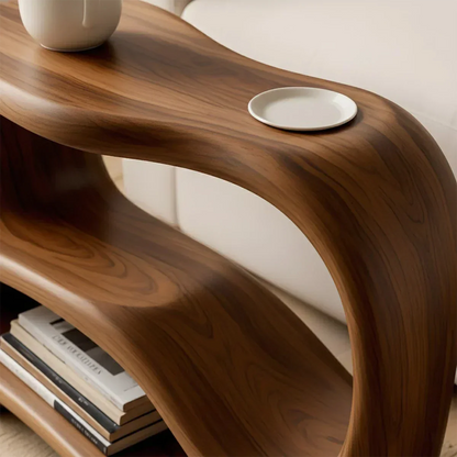 Solid Wood End Table – Fluid Rustic Serenity - Rustirawood