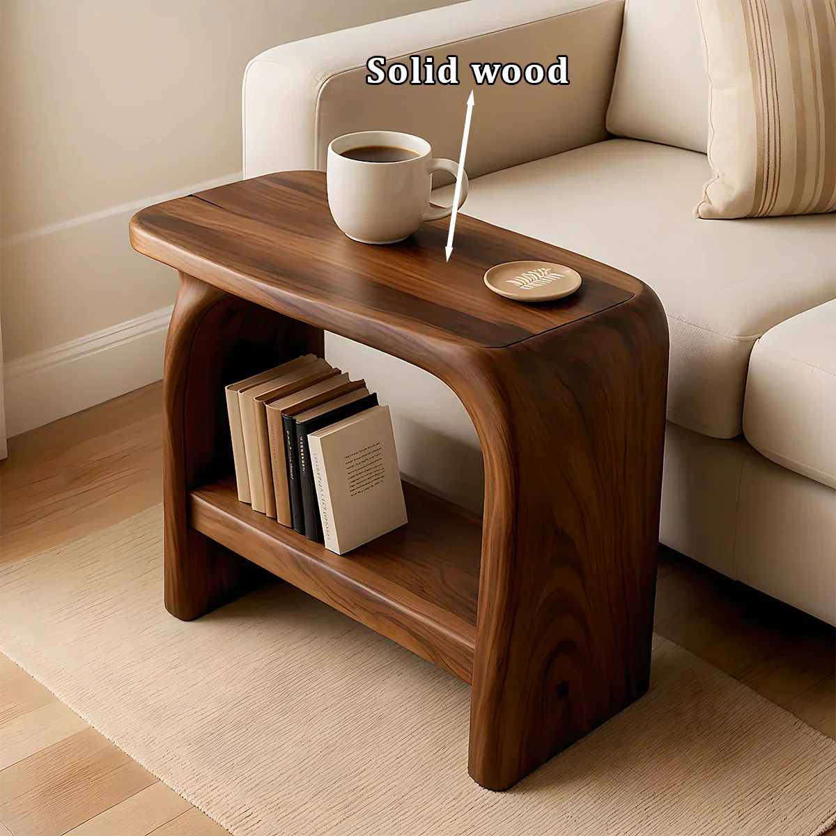 Solid Wood End Table – Modern Sculptural Flowform - Rustirawood