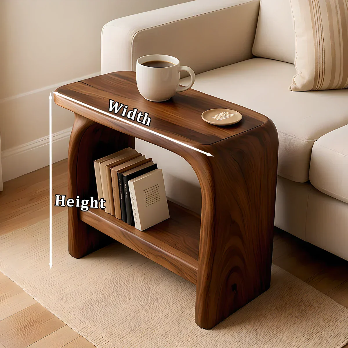 Solid Wood End Table – Modern Sculptural Flowform - Rustirawood