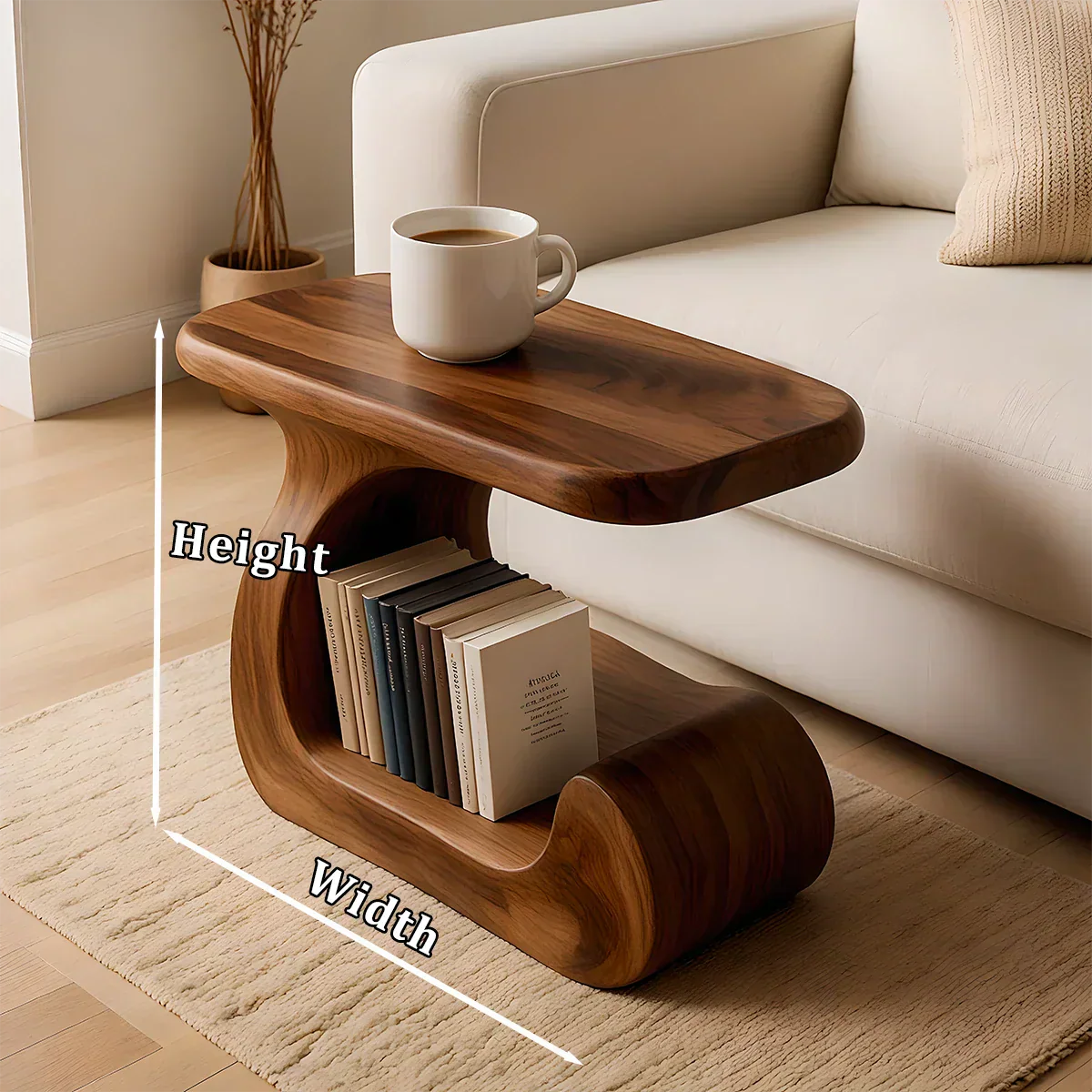 Solid Wood End Table – Modern Sculptural Flowform - Rustirawood