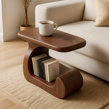 Solid Wood End Table – Modern Sculptural Flowform - Rustirawood