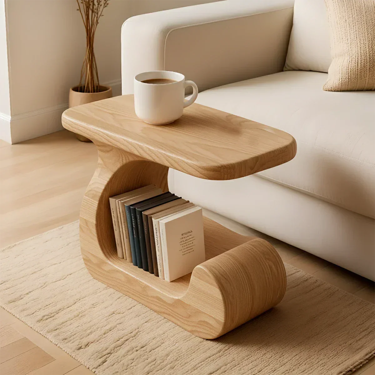 Solid Wood End Table – Modern Sculptural Flowform - Rustirawood