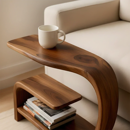 Solid Wood End Table – Modern Sculptural Flowform - Rustirawood