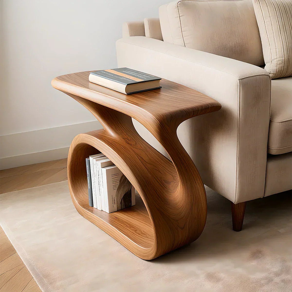 Solid Wood End Table – Organic Modern Harmony - Rustirawood