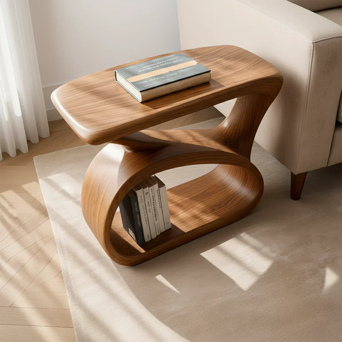 Solid Wood End Table – Organic Modern Harmony - Rustirawood