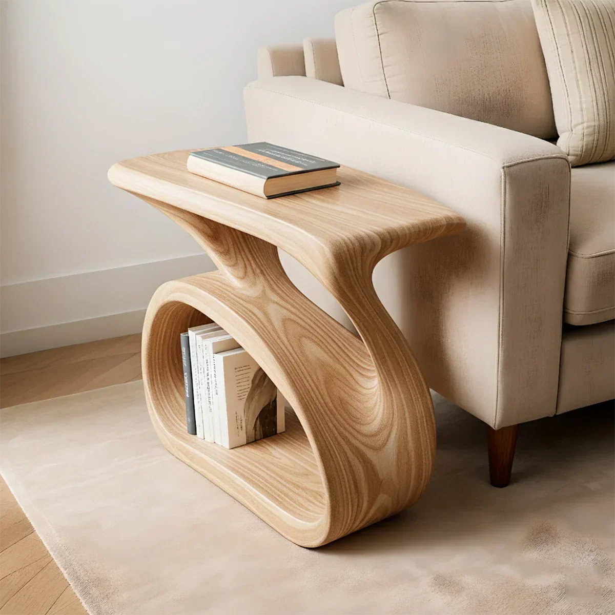 Solid Wood End Table – Organic Modern Harmony - Rustirawood
