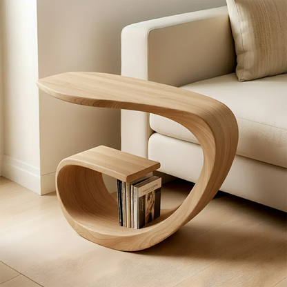Solid Wood End Table – Sculptural Rustic Elegance - Rustirawood