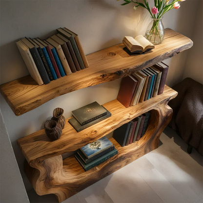 Solid Wood Sculptural Nightstand – Live-Edge Form - Rustirawood