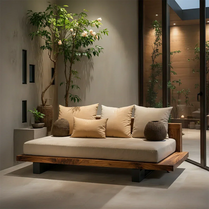 Solid Wood Sofa – Japandi Sanctuary of Calm - Rustirawood
