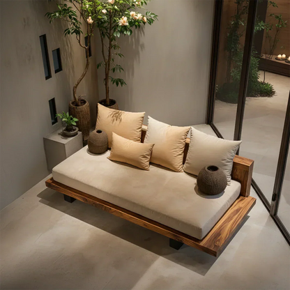Solid Wood Sofa – Japandi Sanctuary of Calm - Rustirawood
