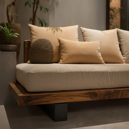 Solid Wood Sofa – Japandi Sanctuary of Calm - Rustirawood